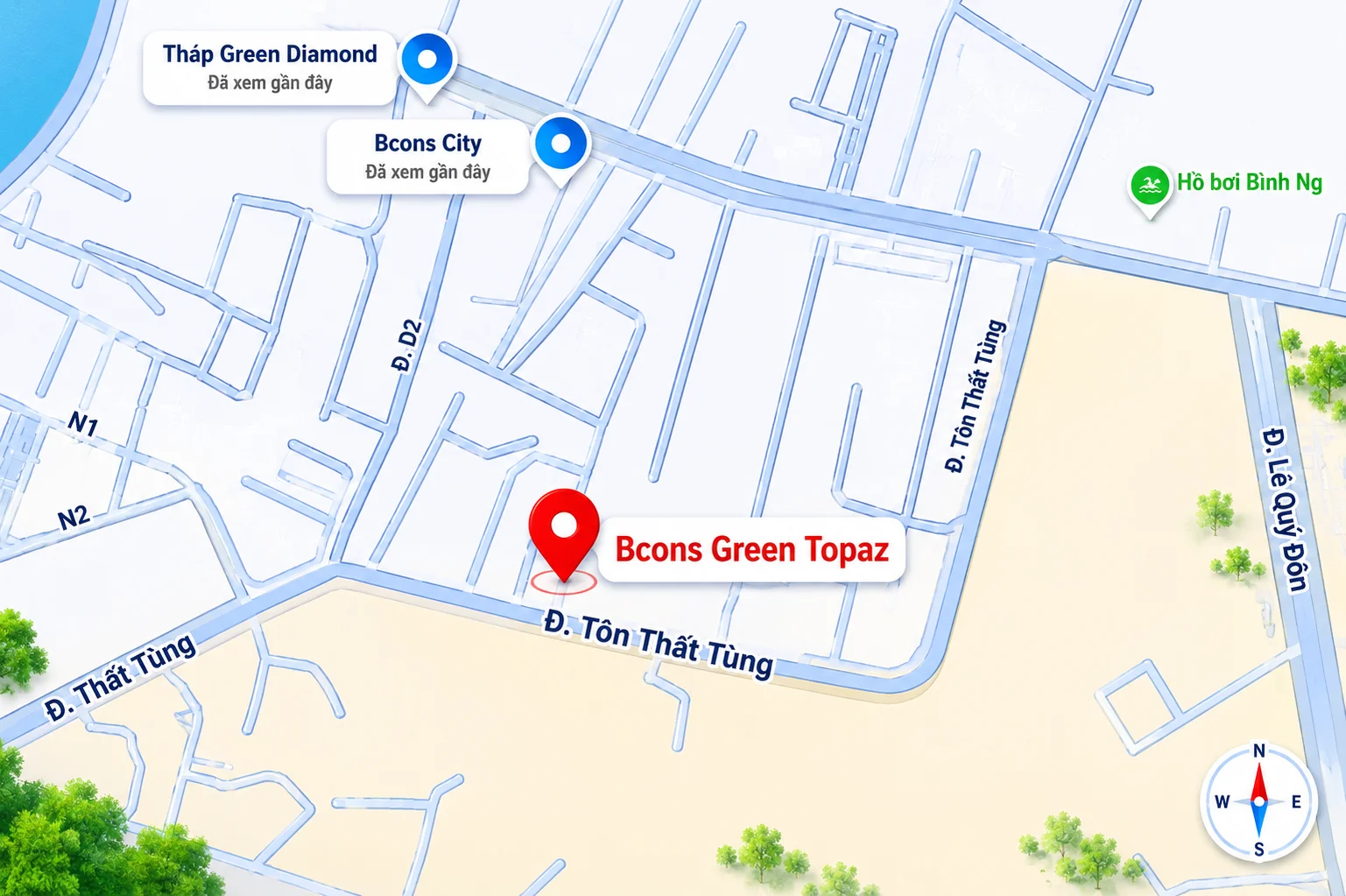 Vị trí dự án Bcons City - Tháp Green Topaz